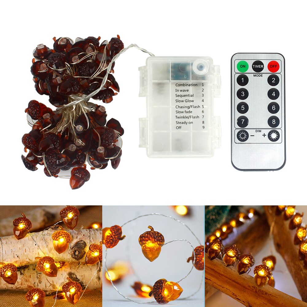 50 led ekollon ljusslinga blinkande girlander batteridriven lampa år juldekoration  ip65 för hem feljus