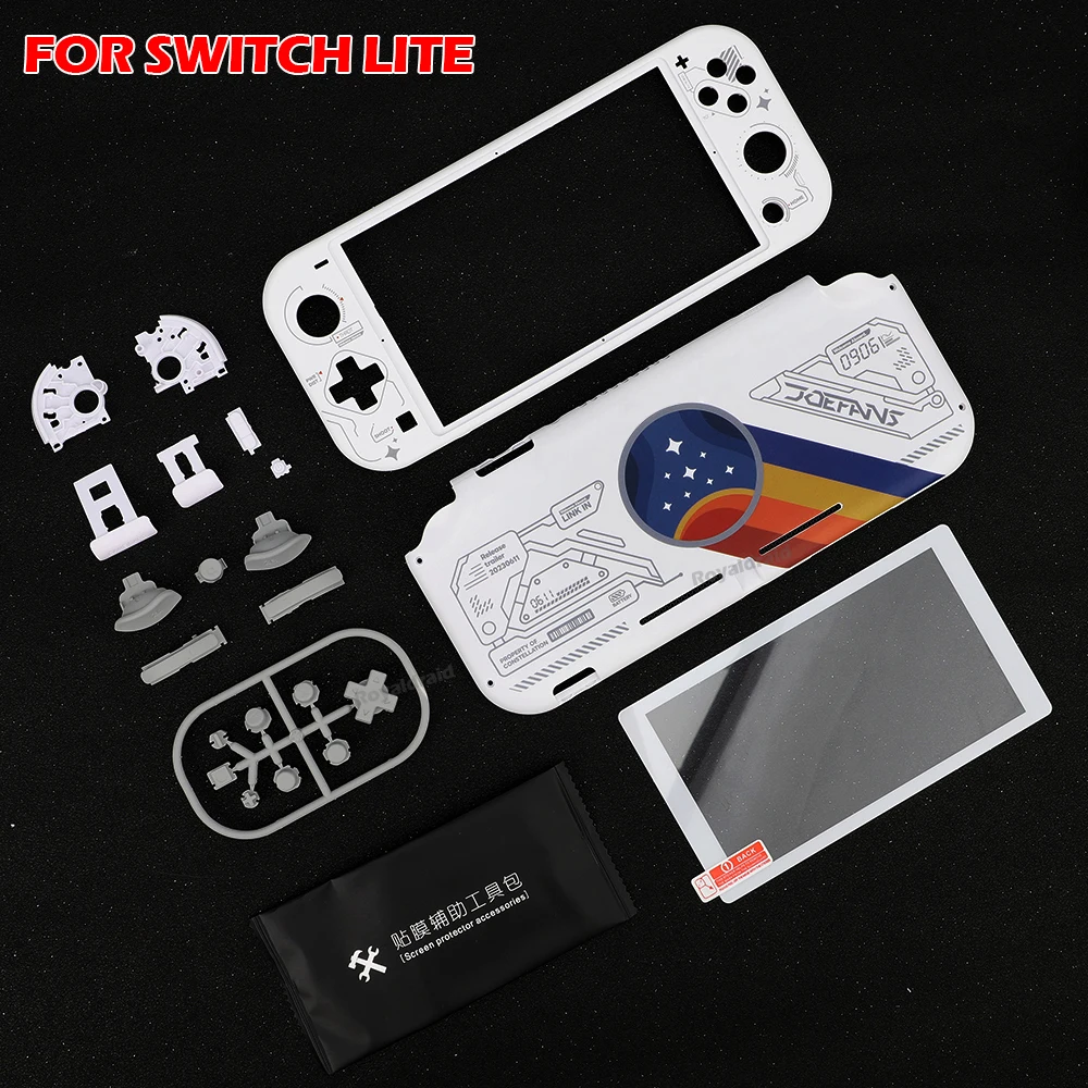 Para Switch Lite para consola de juegos NS LITE, carcasa de repuesto, botones y acceso de modificación de pantalla de película de vidrio templado