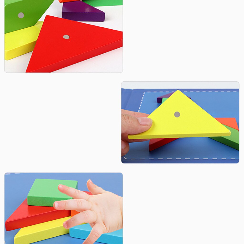 Kinderen Houten Magnetische Tangram Puzzel Reizen Game Educatief Boek Kinderen Speelgoed Kinderen Creatief Plezier Speelgoed Jongen Meisjes