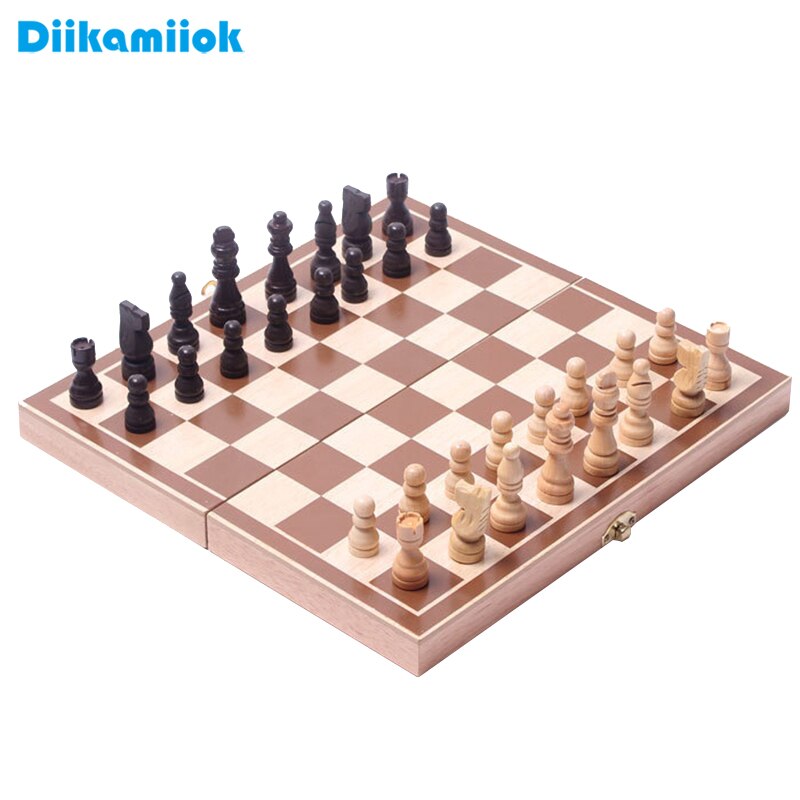 Foldable Wooden Chess Backgammon Checkers Casual Desk Strategy Games Set Board Draughts Entertainment Toys Christmas