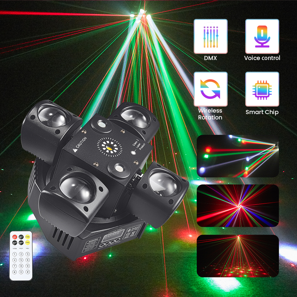 4- -arms mini moving head dj-lys 48w disco-lys cabezas led dmx 512- stråle strobeeffekt rgbw fest nattklubb scenelys