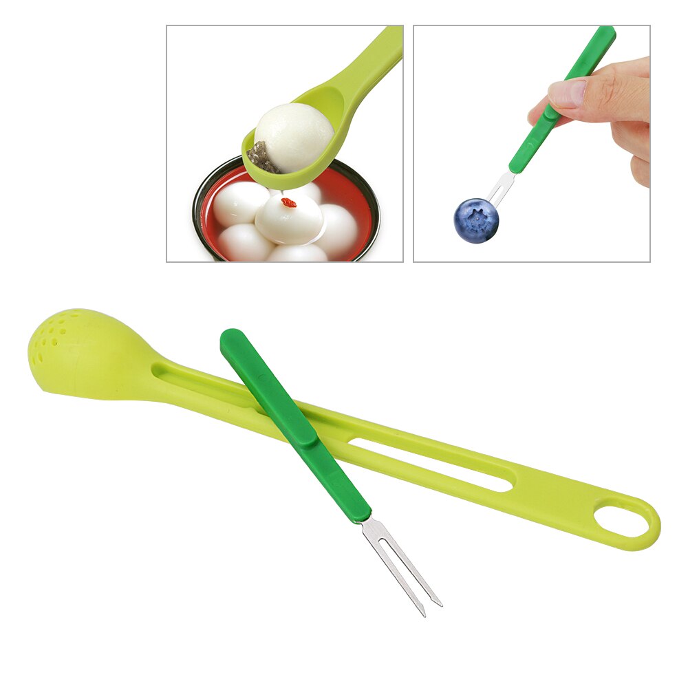 Astiasto purkitettu hedelmämehu suodatin lusikka siivilä lusikka suodatin 2 in 1 ruostumaton teräs hedelmähaarukka pitkävartiset siivilät