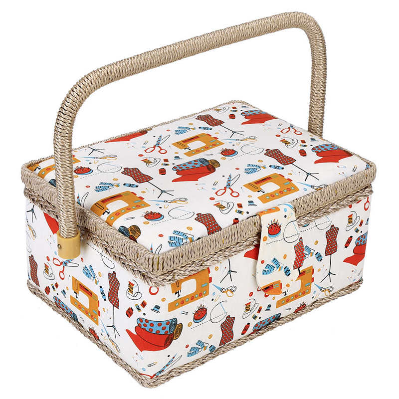 3 Colors Craft Sewing Tool Needle Thread Basket Fabric Household Storage Box Sewing Box Organizer with Sewing Accessories: C