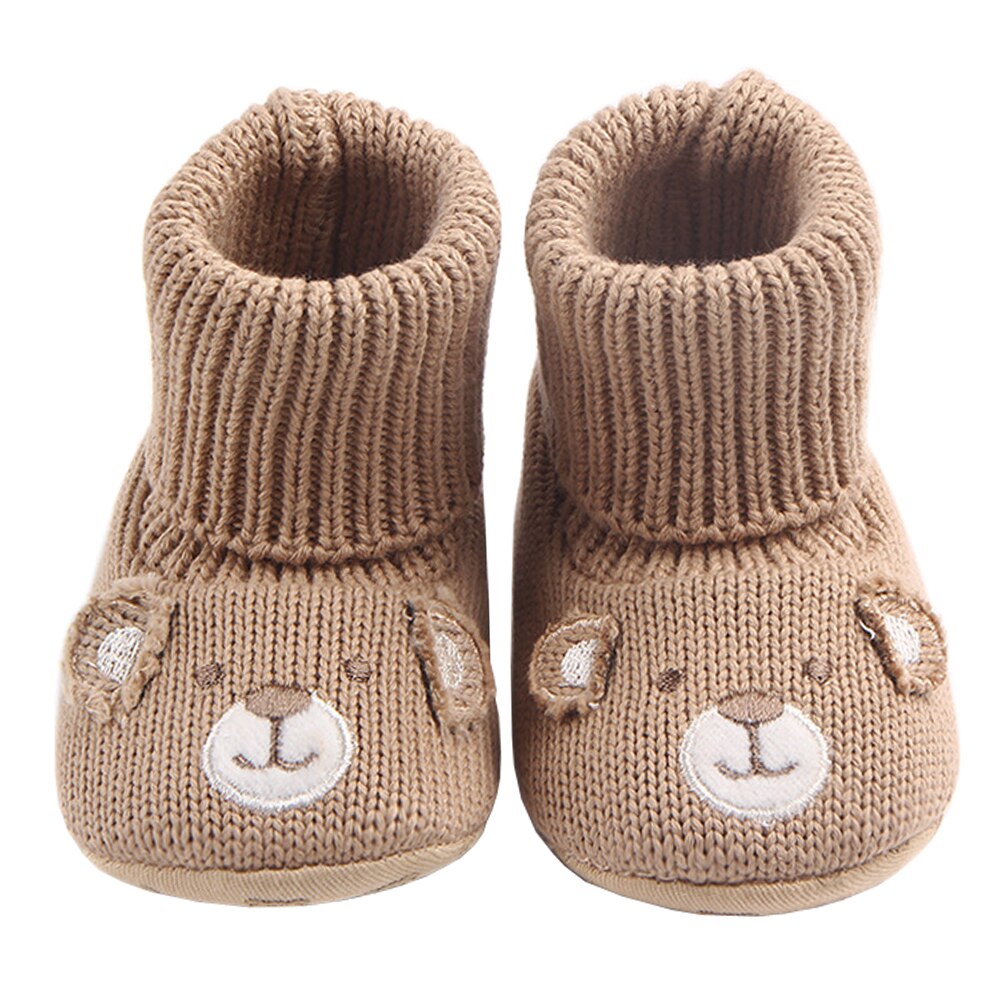 Botas de bebê para recém-nascidos da criança dos desenhos animados meias de crochê novo estilo infantil do bebê meninas sapatos inverno quente booties suporte drop shipping: Cáqui / 0-6 meses