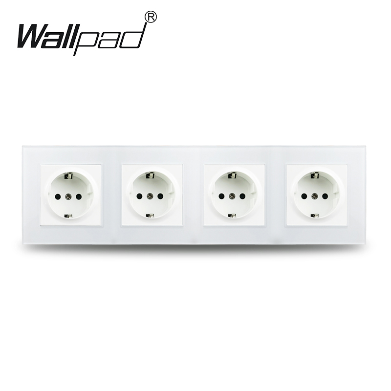 16A presa a muro quadrupla EU telaio in vetro cristallo 4 prese elettriche presa bianca nera dorata grigia 110V 250V per la casa: presa su parete