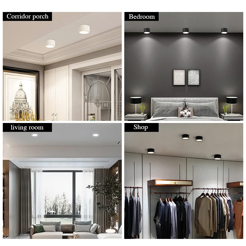 Led-downlight 9w 12w 15w 18w ac 220v-240v utenpåliggende taklampe rund led-panellamper spotlight baderom kjøkkenbelysning