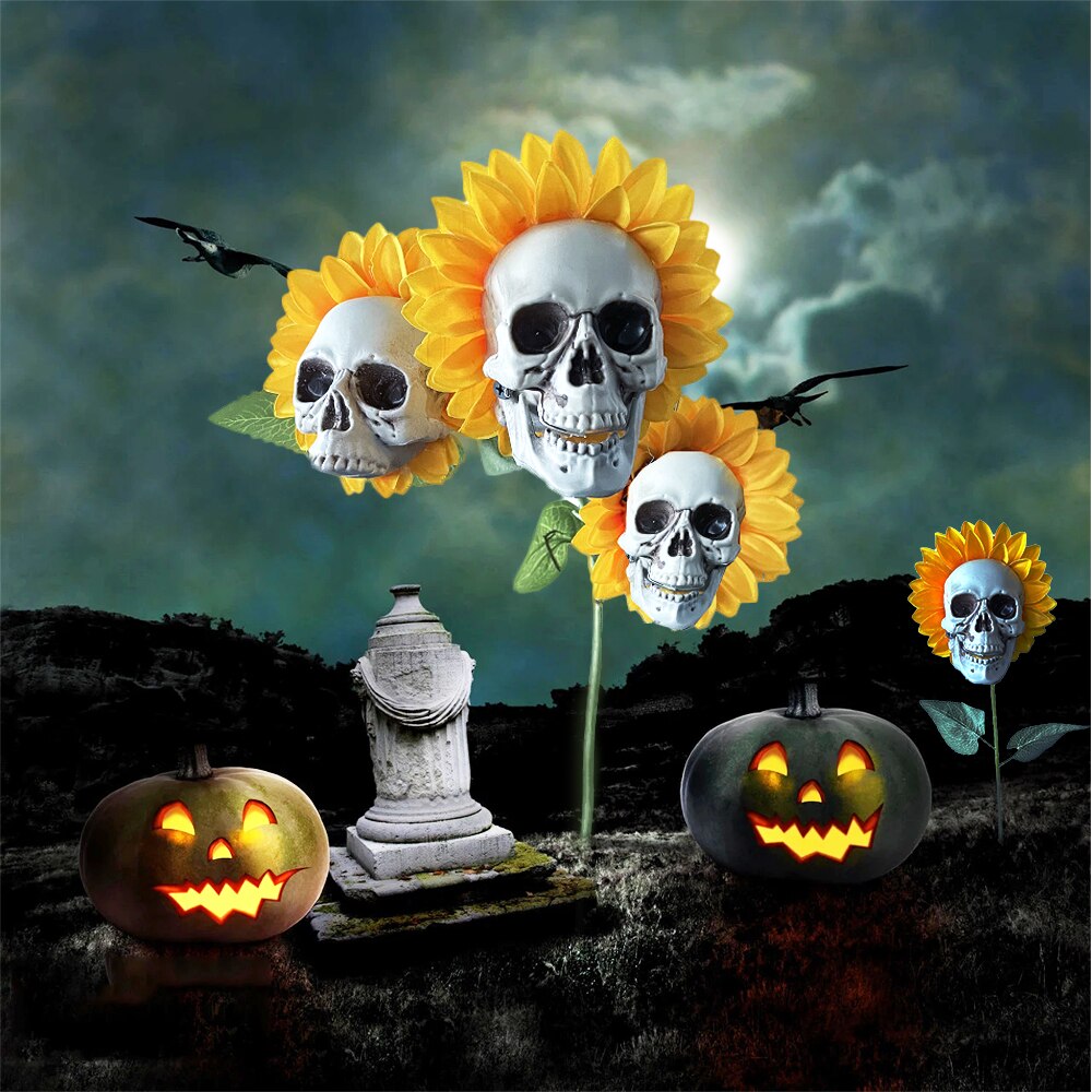 Zonnebloem Schedel Halloween Simulatie Bloem Tuin Horror Sfeer Decoratie Yard Halloween Decoratie