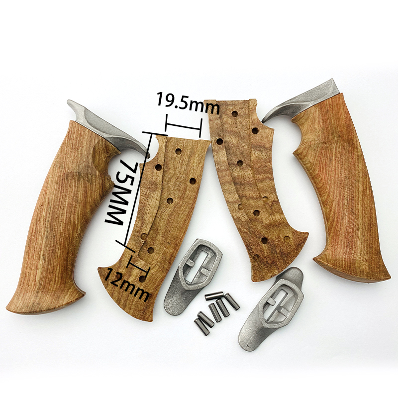 1 Juego de Material semiacabado de mango de cuchillo de madera de pera amarilla con protector de cuchillo para hacer mango de cuchillo DIY, accesorios de hoja