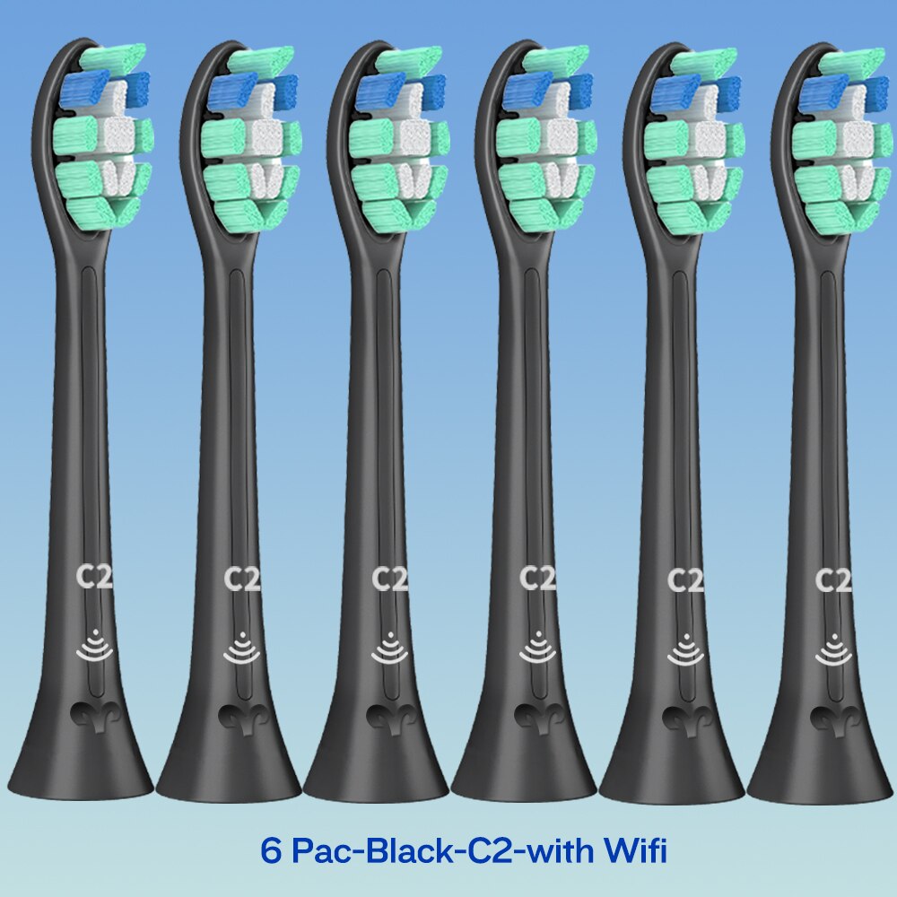 W2 DiamondClean Toothbrush Heads for Phillips Sonicare Electric Toothbrush HX9023 HX6024 HX3220 HX6250 HX6530 HX6730 HX8911: 6-BK-C2-with Wifi