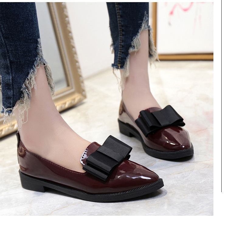 Dam promenadskor klassiska spetsiga tå svarta oxford skor för kvinnor lägenheter bekväma slip on kvinnliga utomhusskor för damer