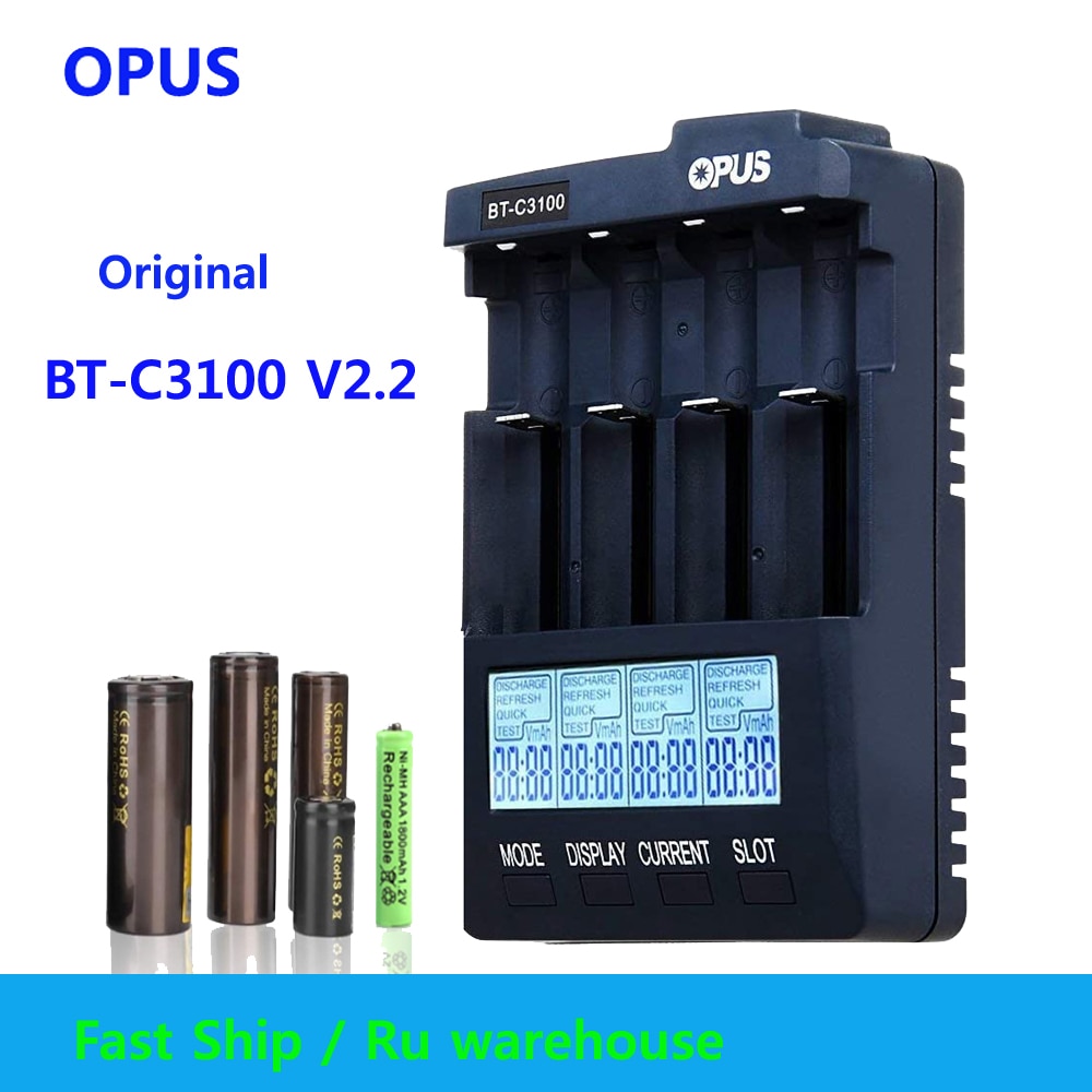 Originele Opus BT-C3100 V2.2 Digitale 4 Slots Lcd Batterij Lader Voor Li-Ion Nimh Nicd Aaa Aa 18650 10440 17500