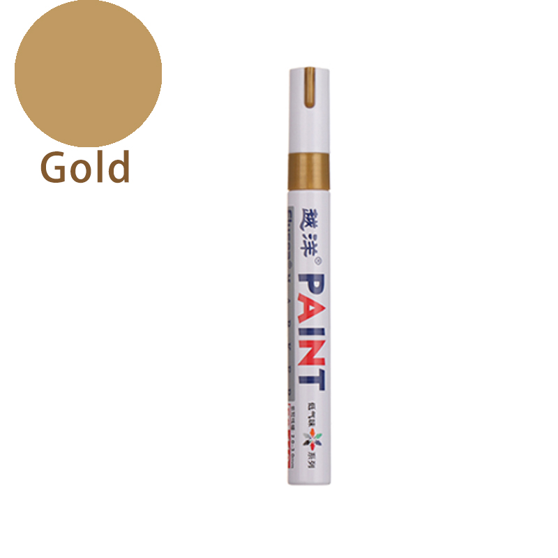 Neue 12 Farben Weiß Wasserdichte Gummi dauerhaft Farbe Marker Stift Auto Reifen Lauffläche Umwelt Reifen Malerei: Gold