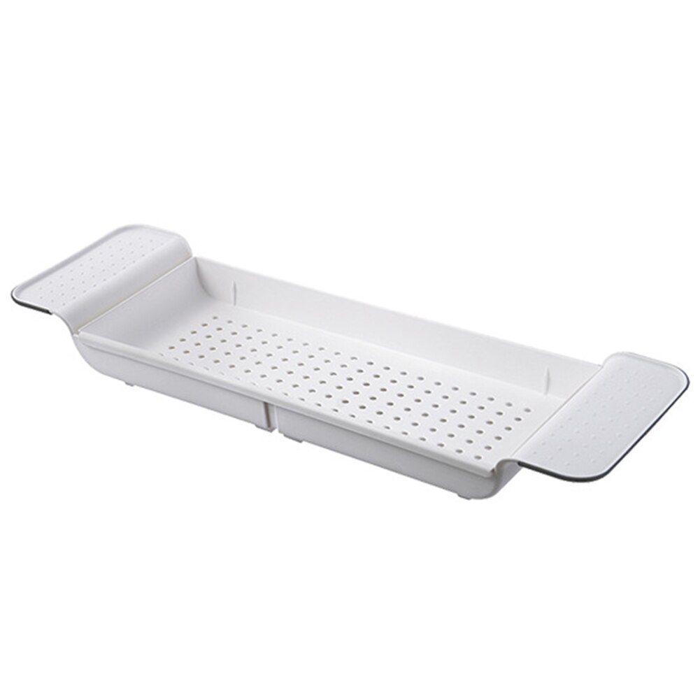 Estante para bañera extensible ajustable, organizador de Caddy, bandeja de plástico para bañera para libro/vino/teléfono/fruta: White