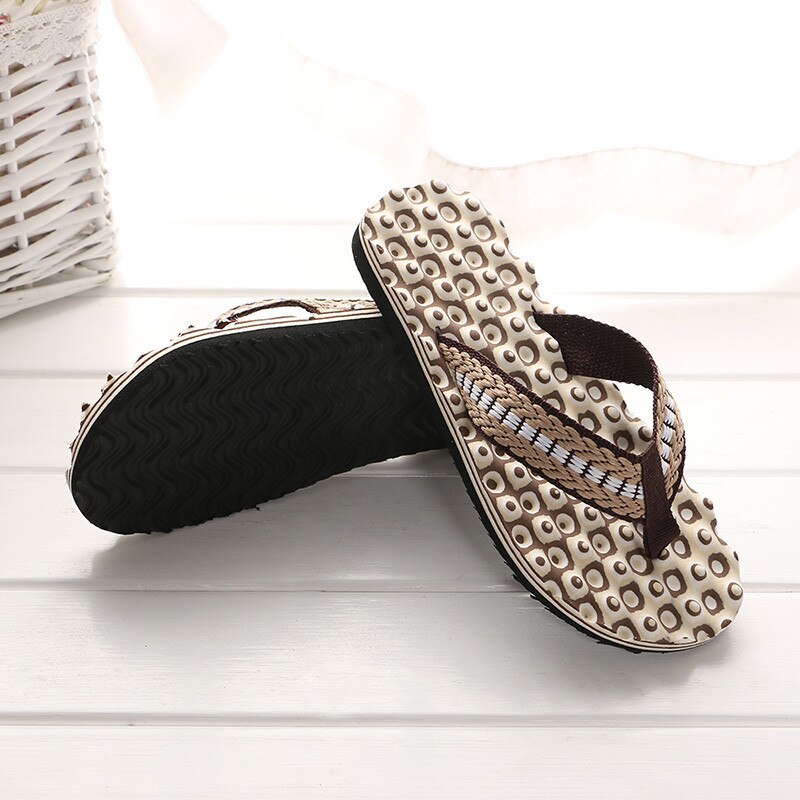 Platt klack strandtofflor herr flip flops tofflor skor sommar skor hus herr tofflor inomhus & utomhus flip flops skor: Brun / 41