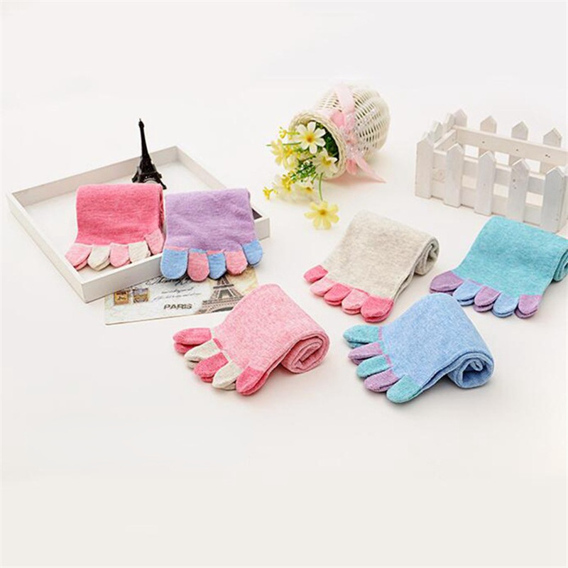 japonaise femmes drôle Kawaii orteil chaussettes Lolita cinq doigts dame fille bonbons couleurs mignon dormir chaussette pour les femmes