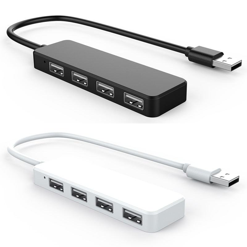 2 stuks ultradunne usb-hub 4-- poorts usb 2.0- hub wit & zwart