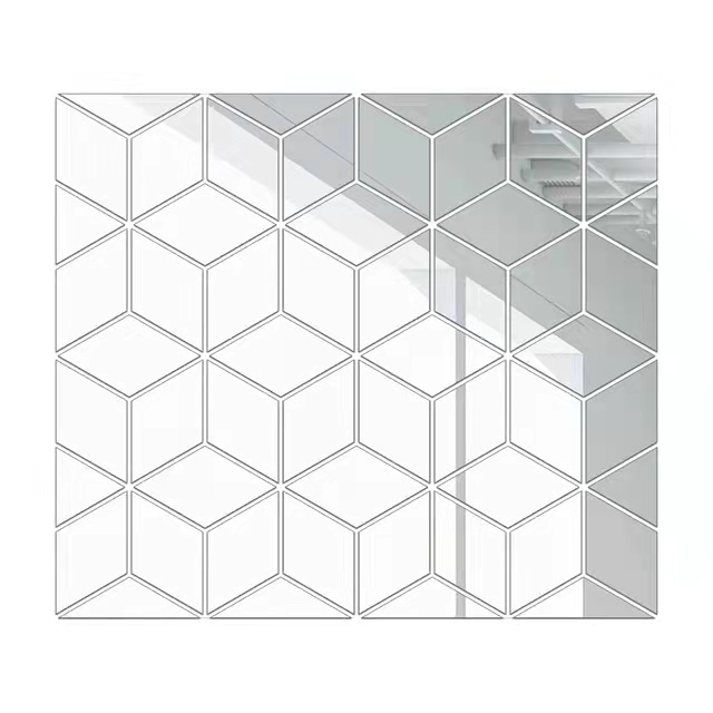 Espejo Adhesivo de pared con diamantes 3D, rombos acrílicos, autoadhesivo, hojas de espejo extraíbles, calcomanías de pared, Fondo de mosaico, decoración del hogar: Silver / M 51x90cm 28pcs