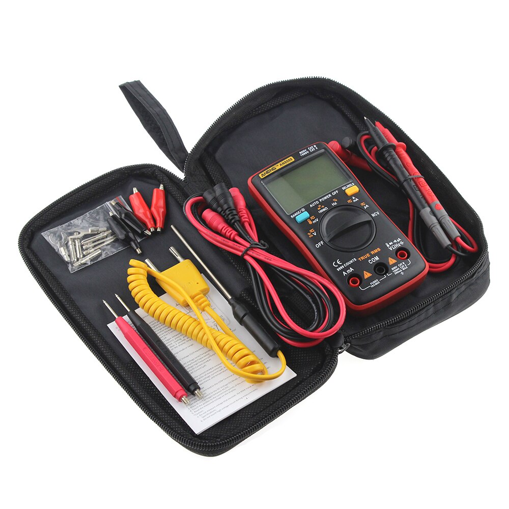 AN8009 Digitale Multimeter True-Rms Auto Range Ncv Ohmmeter Ac/Dc Spanning Ampèremeter Stroom Meter Temperatuur Elektronische test