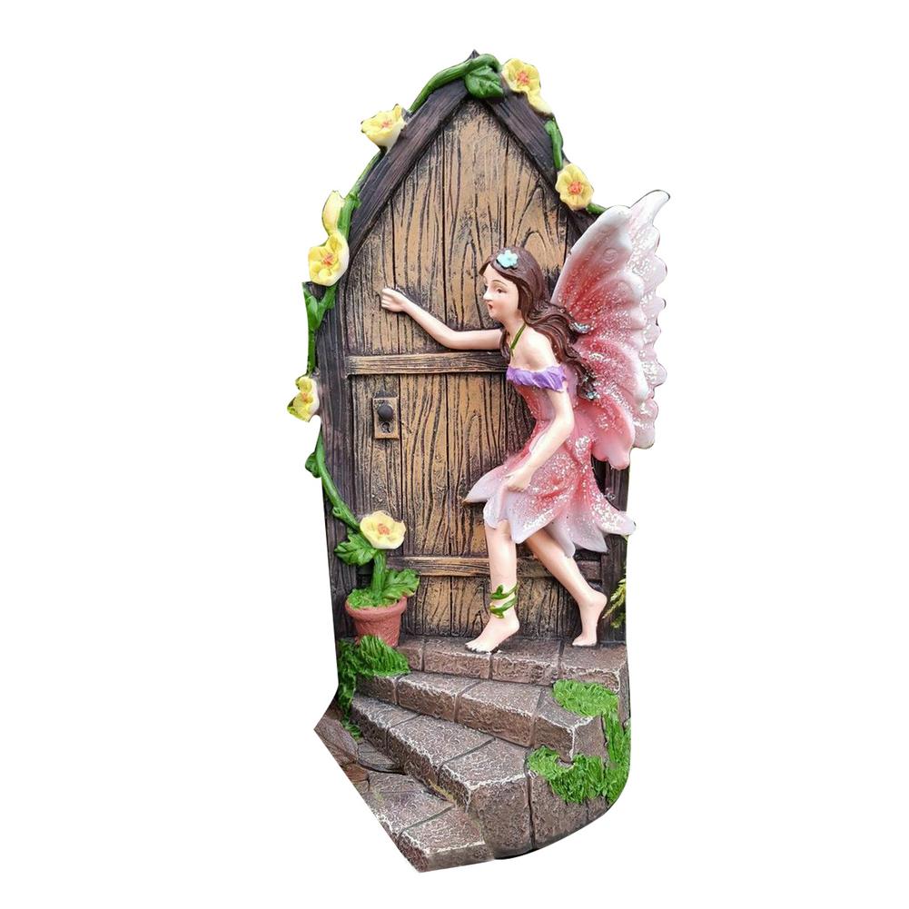 Miniature Fairy Garden Door Windows DIY Garden Sculpture Tree Decoration Craft House Door Glow In The Dark