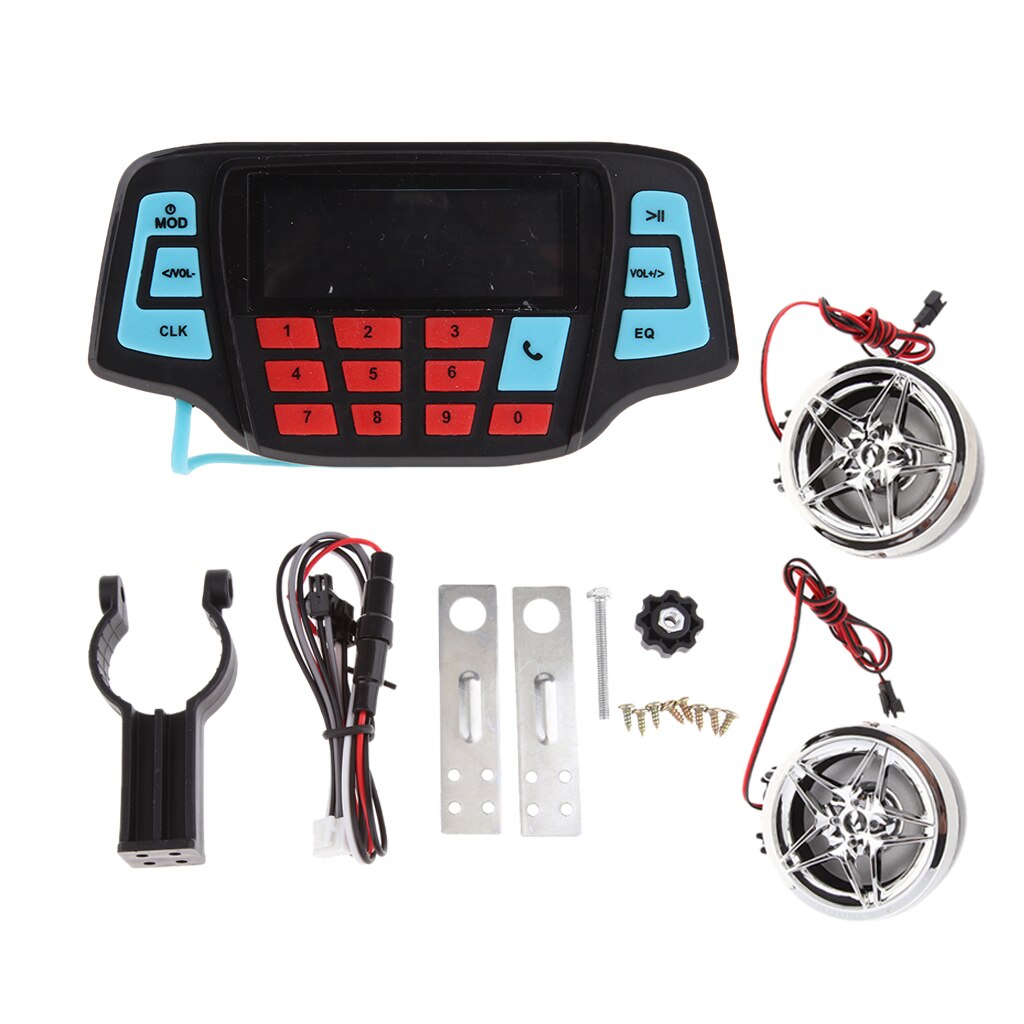 USB Bluetooth Waterproof Motorcycle Audio Radio Sound System Stereo Speakers