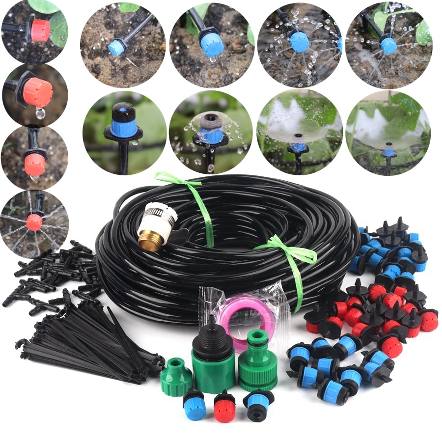 50m~6m Drip Irrigation System DIY Garden Watering System Kit Gardening Micro Irrigation Kits 3Kinds Drippers Sprinklers