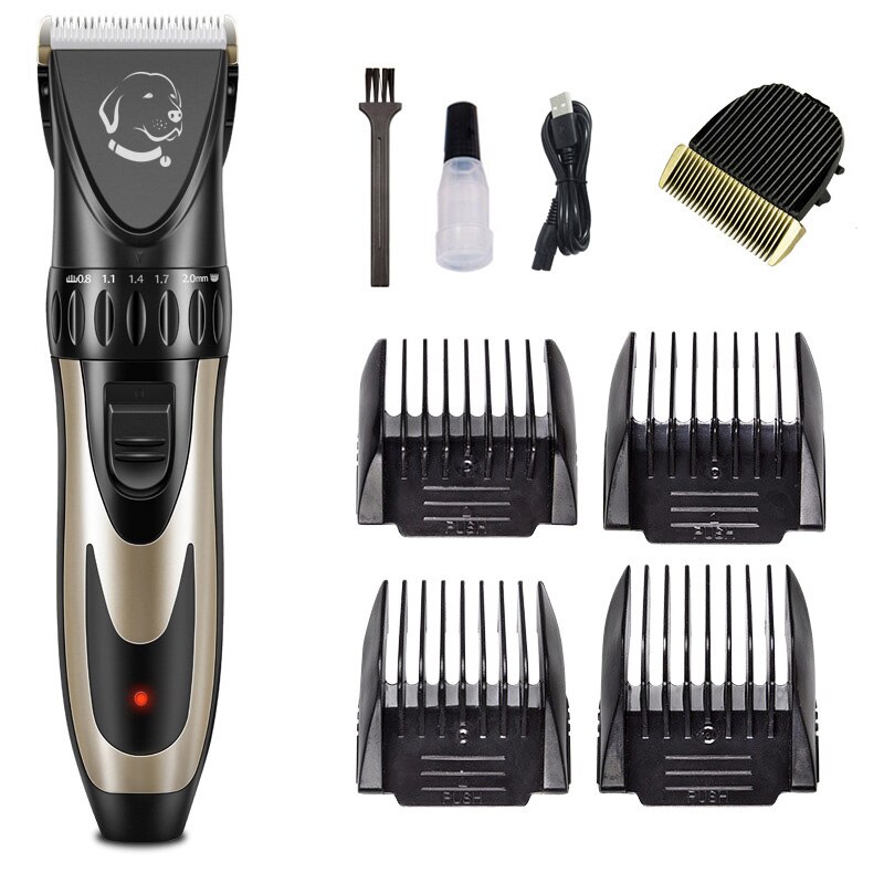 Profissional pet cão aparador de pêlos animais de estimação grooming clippers gato cão cortador máquina barbeador baixo ruído tesoura elétrica clipper: KIT2-BLACK