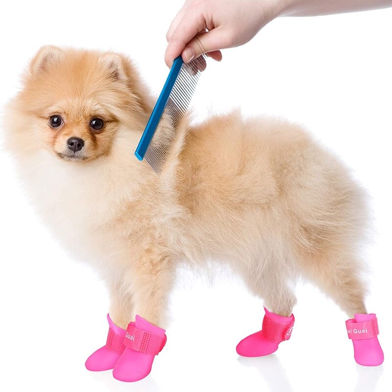 4 Stuks Waterdichte Laarzen Hond Schoenen Puppy Candy Kleuren Antislip Regen Schoenen Pet Laarzen Voor Sneeuw Regen Dag midden En Kleine Honden