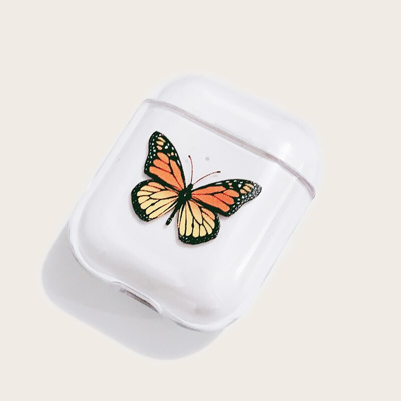 Yellow butterfly wireless bluetooth headset protective shell is suitable for airpods2 transparent PC hard shell