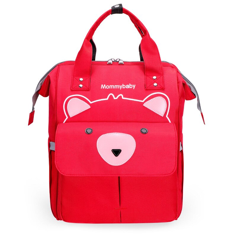 bolsa pañales mochila maternal pañalera LEQUEEN-Bolsa de pañales para bebés, mochila impermeable para mamá, bolsa de maternidad, bolsa de pañales para mantener el calor, cochecito de mamá: Red bear