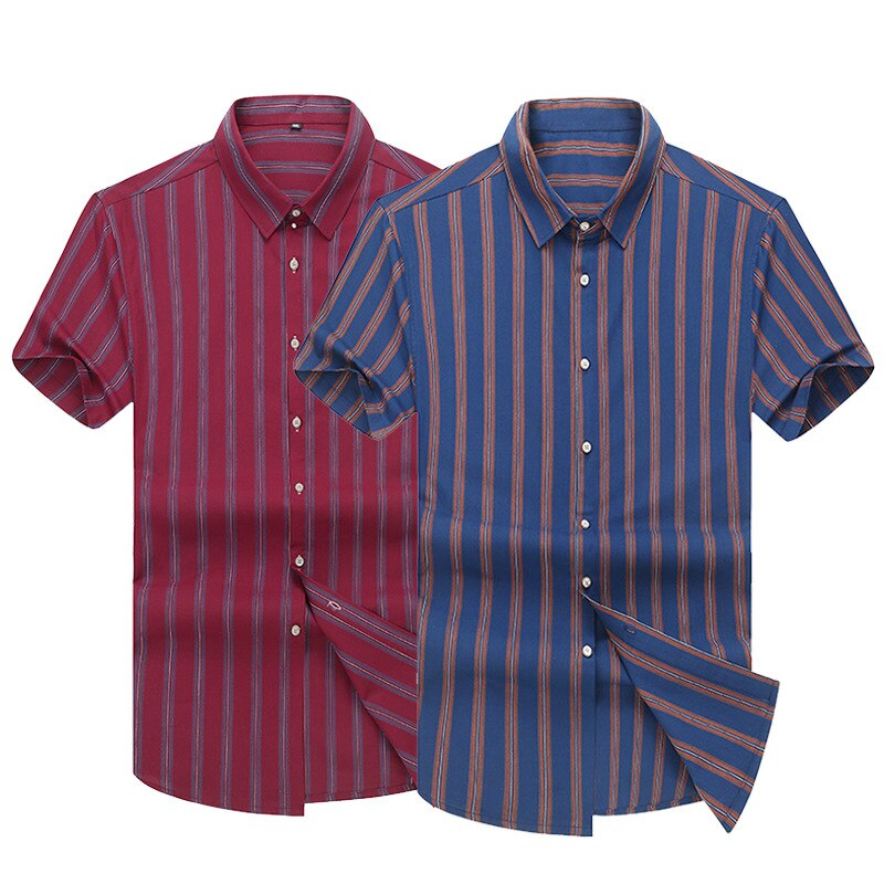 men plus size shirt short sleeve 6XL 7XL 8XL Men business srtipe Shirt Loose Short Sleeve casual shirts Cotton Mens