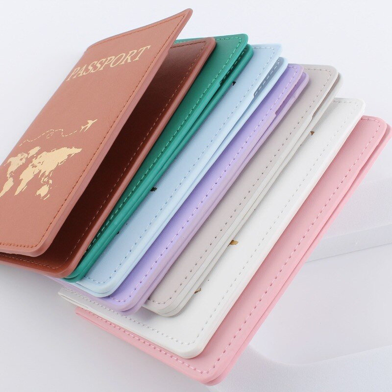 PU Leather World Map Travel Passport Cover Women Passport Holder Case for Men Travel Document Credit Card Case