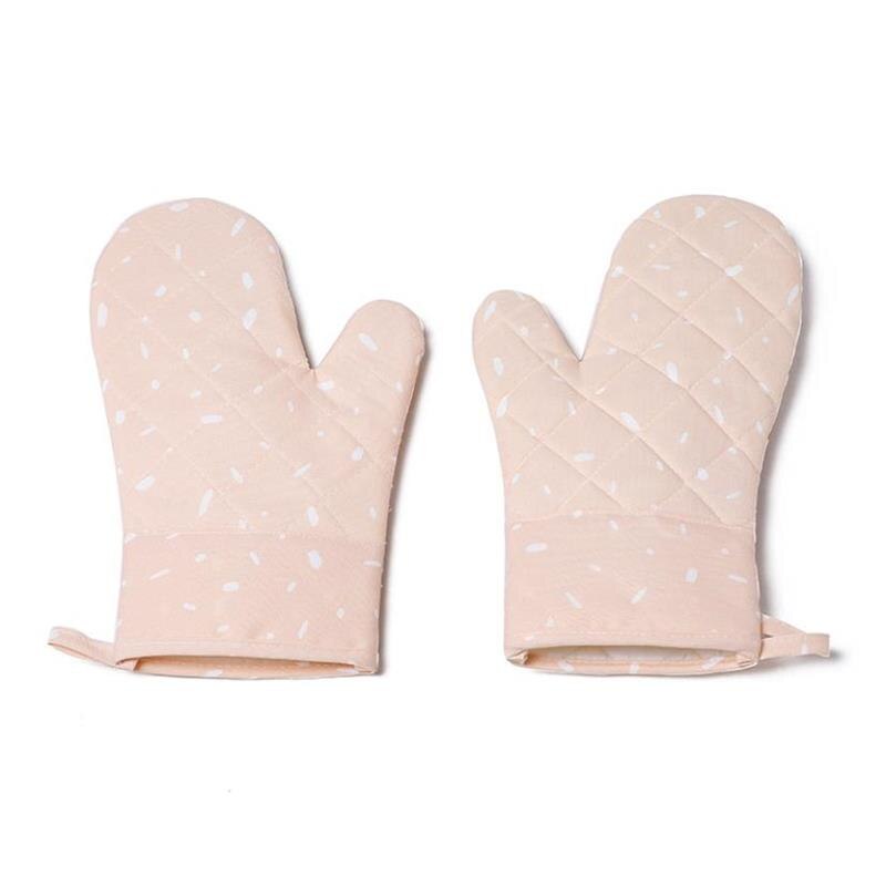 2 pièces tissu four gant cuisine micro-ondes gant manique ustensiles de cuisson isolé résistant à la chaleur anti-dérapant gants de cuisson: Apricot Pink