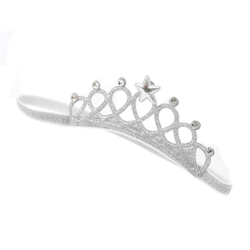 Fotografia prop bebê meninas bonito princesa acessórios de cabelo pano algodão coroa faixa de cabelo recém moda ouro branco: S