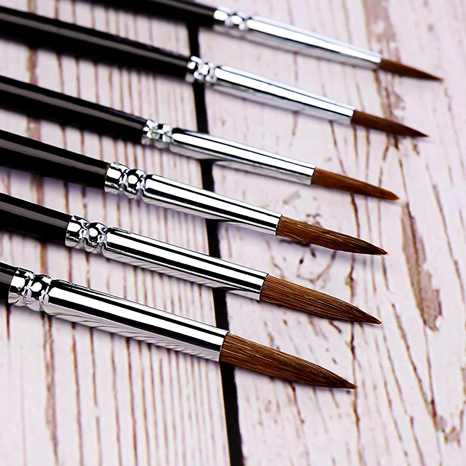 Detail Artist Paint Brushes Miniature Red Sable Artist Brushes Set for Acrylic Watercolor Painting 6 Pieces