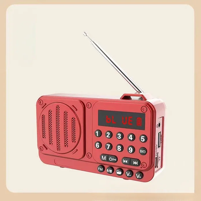 Radio FM portatile con altoparlante Bluetooth multifunzionale Inserimento scheda Radio Ricevitore Mini Am Fm Dab All Wave Digital Small: Rosso