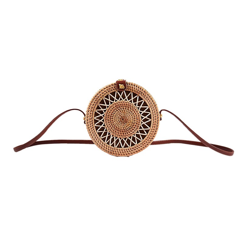 Ronde strozakken dames zomer rotan tas handgemaakt geweven strand crossbody schoudertas cirkel bohemien handtas bali: Default Title