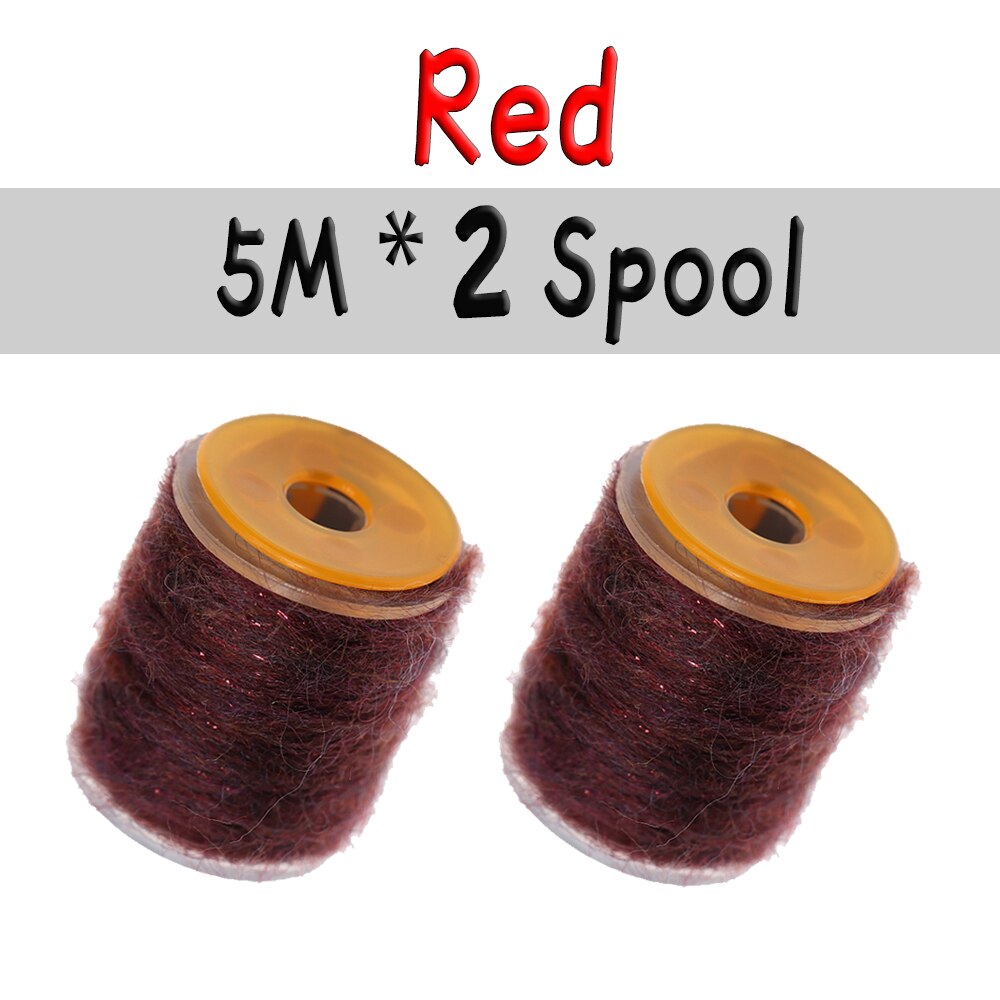 WIFREO-Cuerda de doblaje de 10M, hilo de hilo para insectos sucios, hilo moteado de Caddis, gusano, mosca seca, camarón, atado de moscas fibrosas, materiales de atado: 2pcs Red