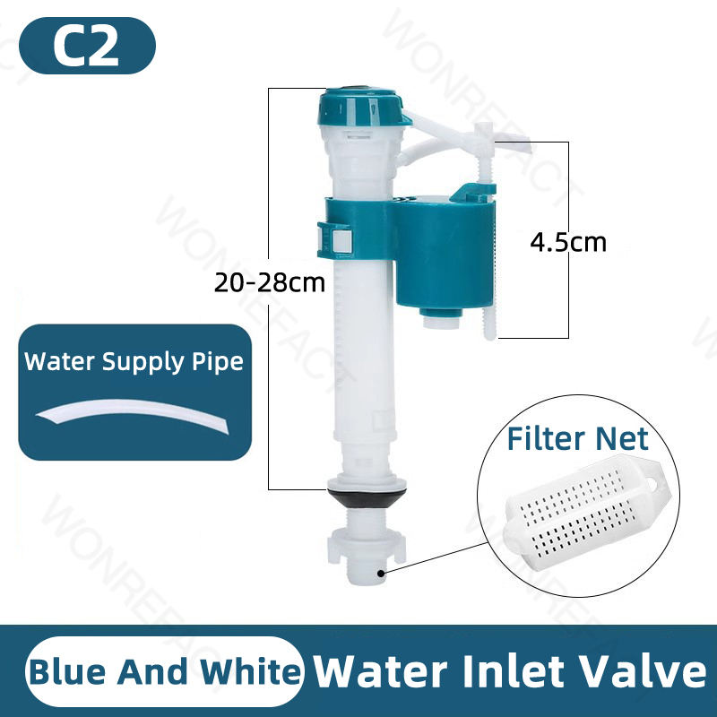 Universal Toilet Tank Replacement Kit Toilet Buttons Toilet Dual Flush Valve Water Inlet Valve Accessories Adjustable Float: SKY BLUE