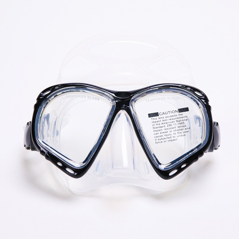 Máscara de esnórquel gafas de buceo completamente seco con soporte tubo de respiración gafas para usar bajo el agua conjunto de gafas de natación para hombres y mujeres: Black frame transpar