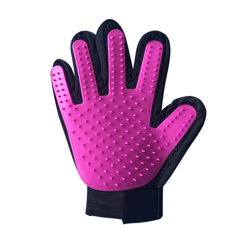 Guante de aseo para perros, gatos y mascotas, cepillo de baño, guantes de limpieza efectiva, depilación: Purple Right