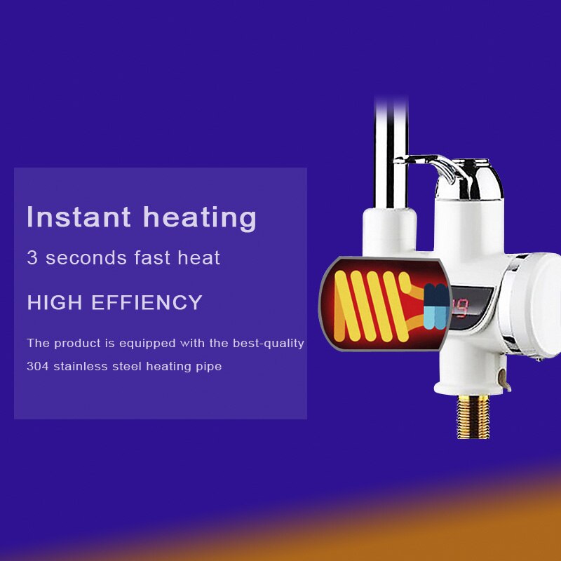 Electric Kitchen Water Heater Tap Instant Water Faucet Heater Cold Heating Faucet Tankless Instantaneous Water Heater