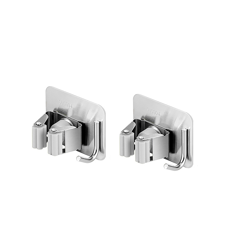 Soporte para fregona de acero inoxidable 304, ganchos multiusos adhesivos montados en la pared, organizador de almacenamiento para el hogar, colgador de escoba: plum