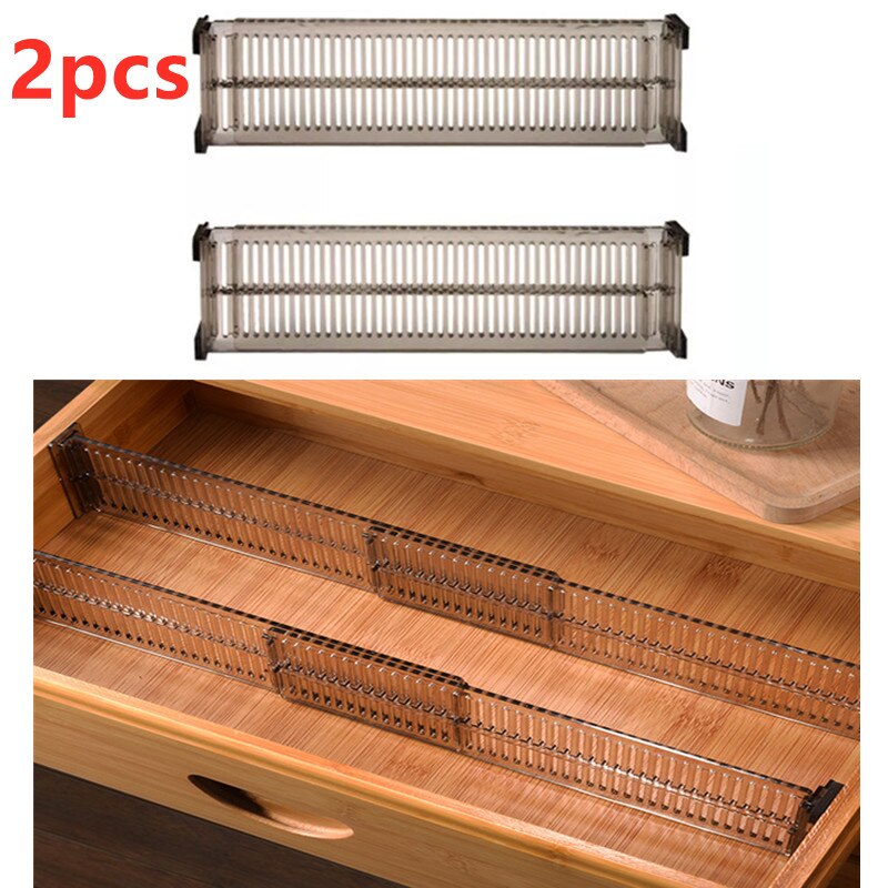 2Pcs Adjustable Drawer Separator Divider Plastic DIY Closet Storage Division Board Separator Divider Grid For Household