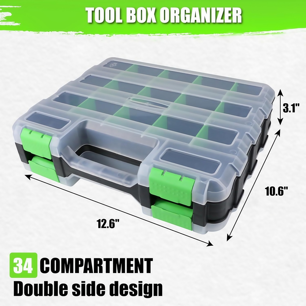 Tool Storage Box Hard Case Box - Tool Box Organizer Screw Organizer with Compartments & Lid, Hardware Toolbox Organizadores