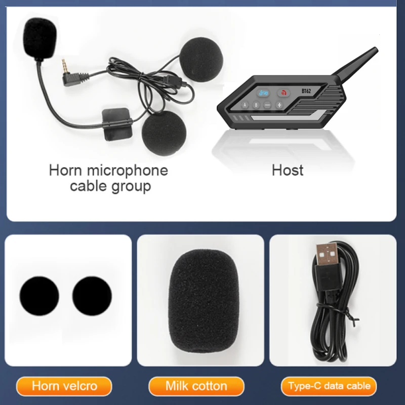 Kebidumei Bluetooth 5.0 Motorcycle Helmet Headset Headphone 800m Intercom speakers Wireless Motobike Hands-free Stereo Earphone: Red