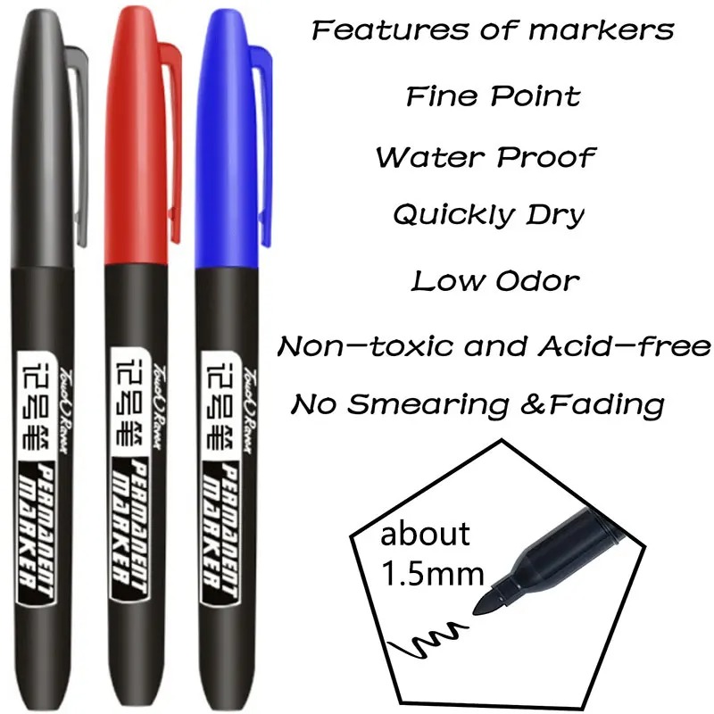 6/10 pièces stylo marqueur Permanent Manga dessin marqueurs noir bleu rouge encre étanche croquis stylos papeterie Art fournitures scolaires