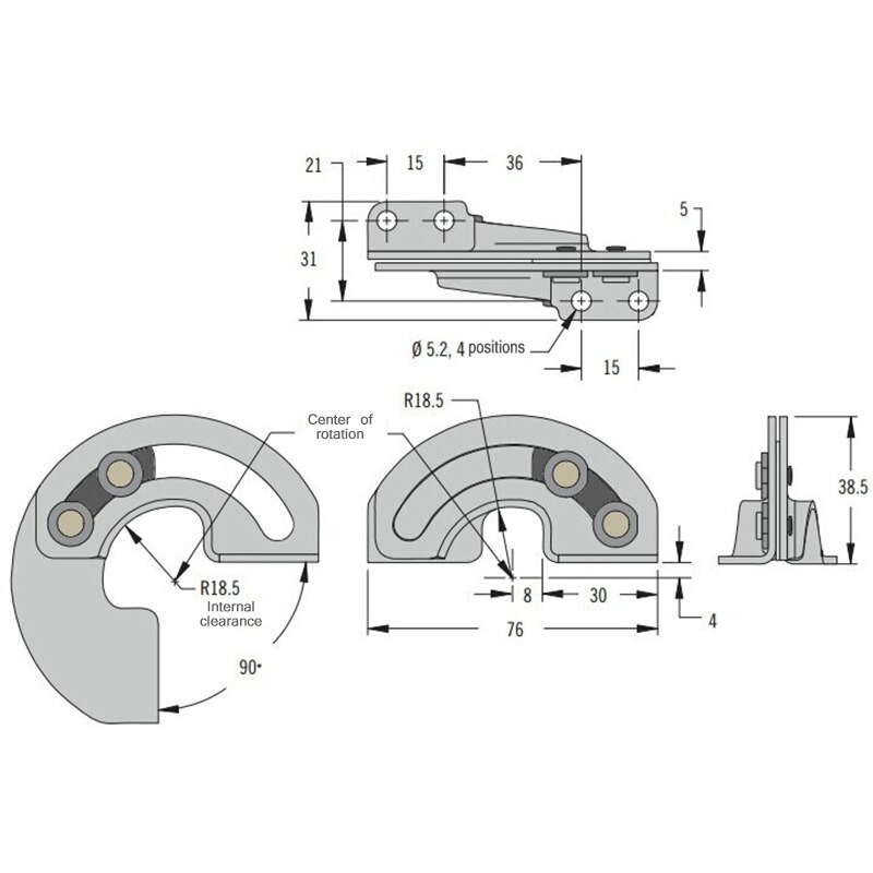 Hidden Sliding Hinges 90 Degree Limit Hinge,R6 Carbon Steel,Industrial Equipment Cabinet Door Hinge