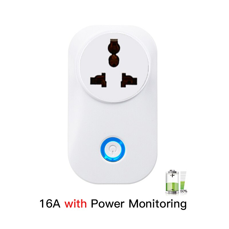 FrankEver Wifi Smart Socket 10A 16A with Power Monitoring Surge Protector for Israel India Brazil Italy UK EU AU Smart Plug: India 16A