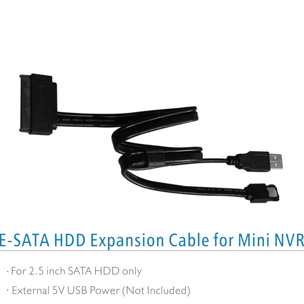 SATA to E-SATA Cable for Mini NVR E-SATA Port Expansion for External 2.5 inch SATA HDD using External DC5V Power Supply