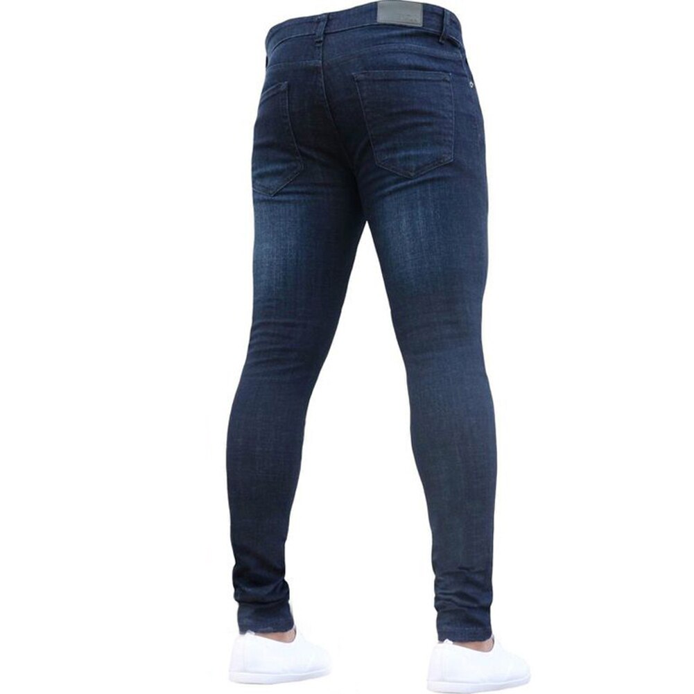 Jean Skinny Long pour hommes, pantalon en Denim extensible, Non déchiré, grande taille, taille élastique, tendance